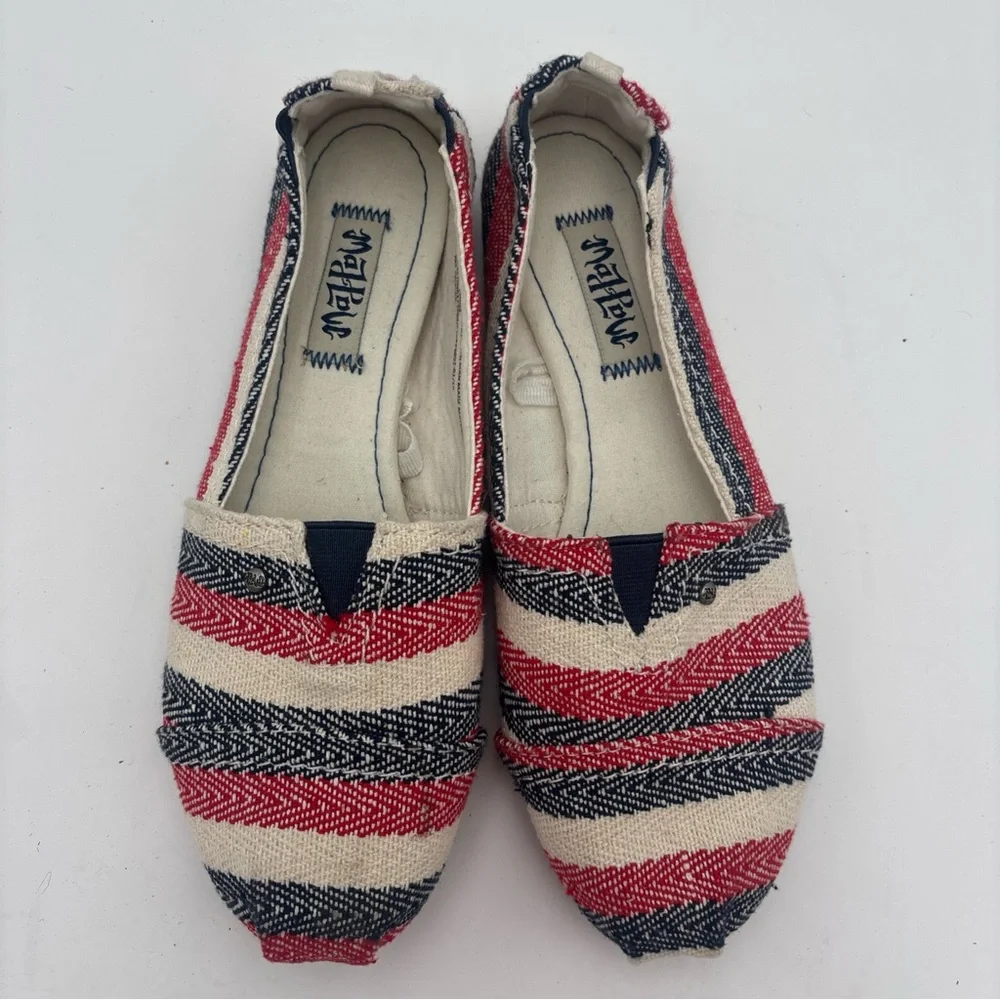 Mad‎ Love Striped Red and Navy Flats